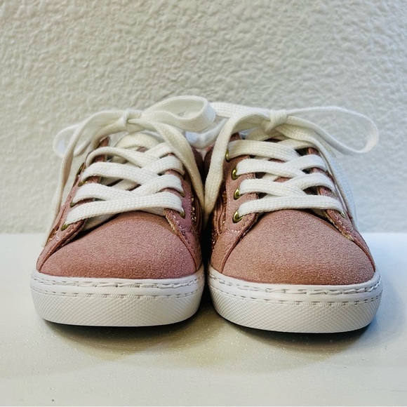 ♥️HP HOO Mia Star Glitter Sneakers Sz 11 Rose Gold Pink Easy Zip & Velcro NWOT - Picture 2 of 9